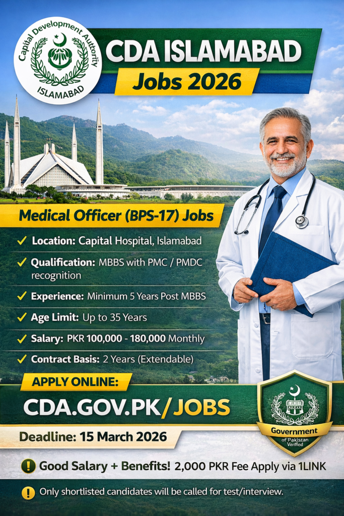 Capital Development Authority CDA Islamabad Jobs 2026