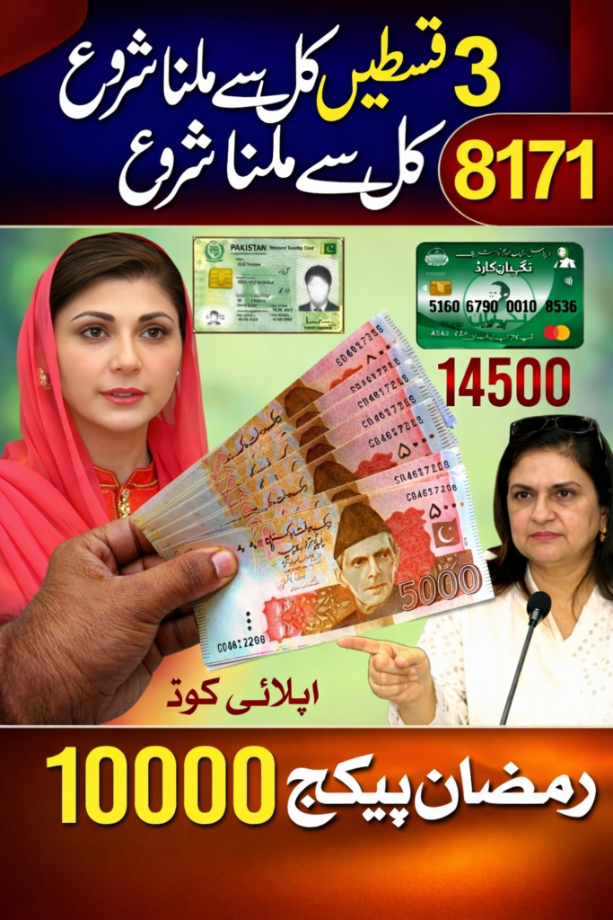 8171 web portal screen showing BISP CNIC online check 2026 and Kafalat payment update