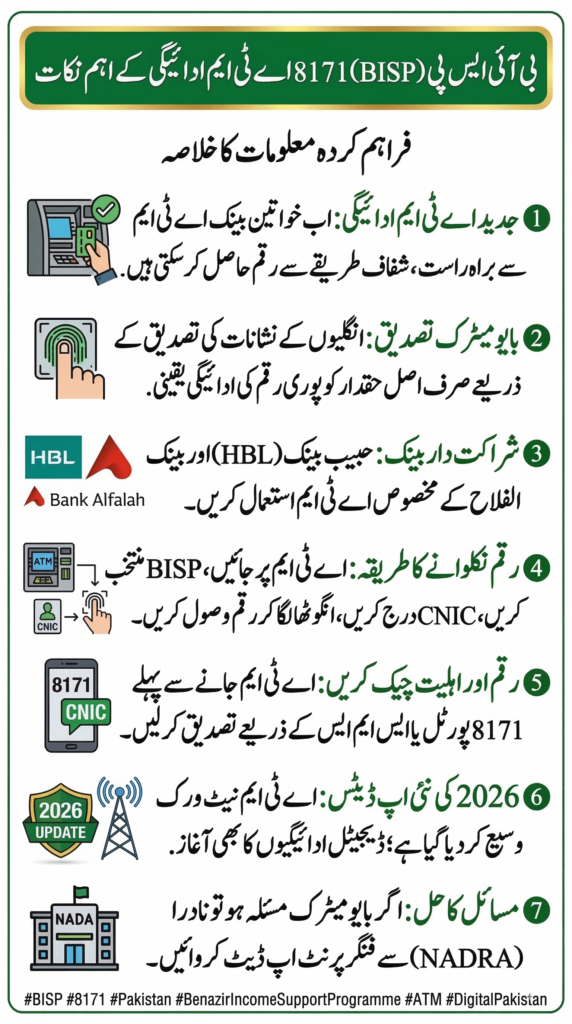BISP 8171 Payment Through ATM 2026 CNIC payment withdrawal guide
