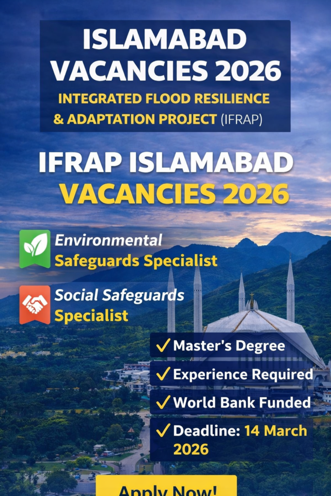 IFRAP Islamabad Vacancies 2026 announcement for Environmental and Social Safeguards Specialist jobs