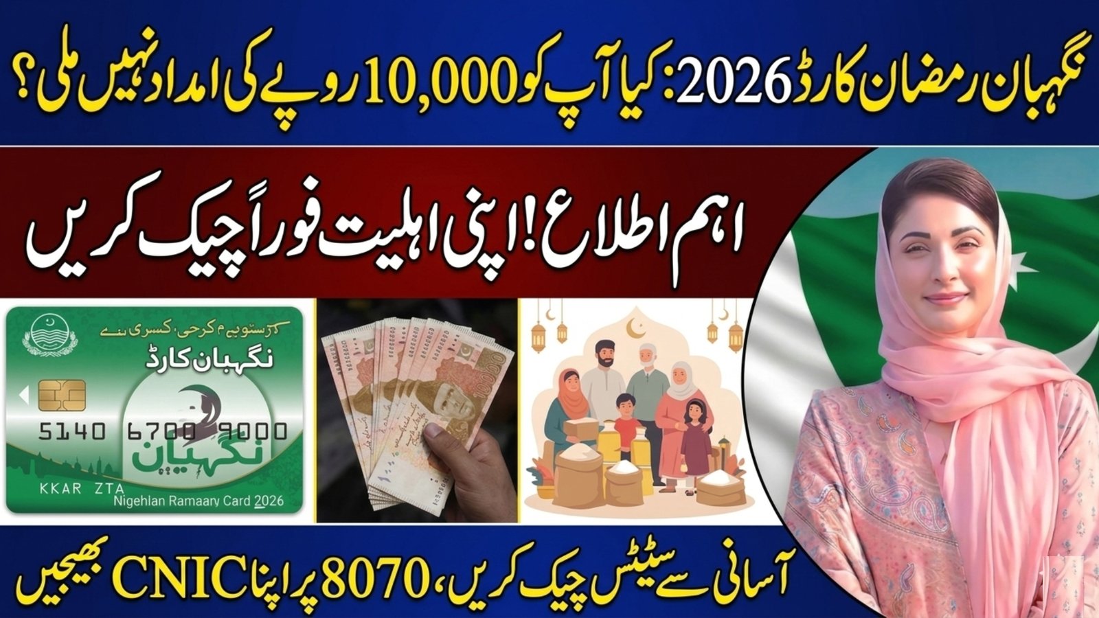 Nigehban Ramadan Card Rs 10,000 aid check and CNIC verification Punjab